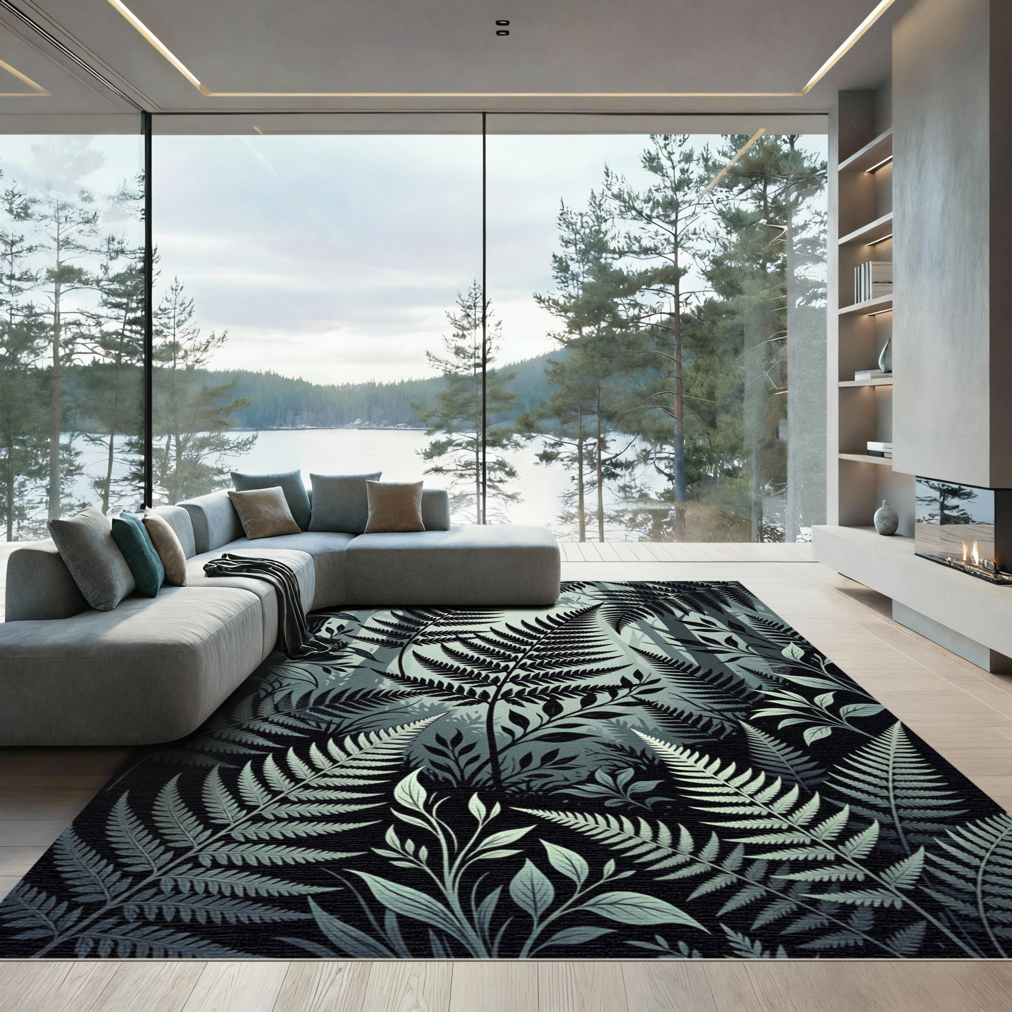 Mist Forest Botanical Fern Shadow Rug