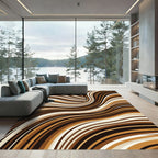 Earthy Swirl Abstract Stripe Rug