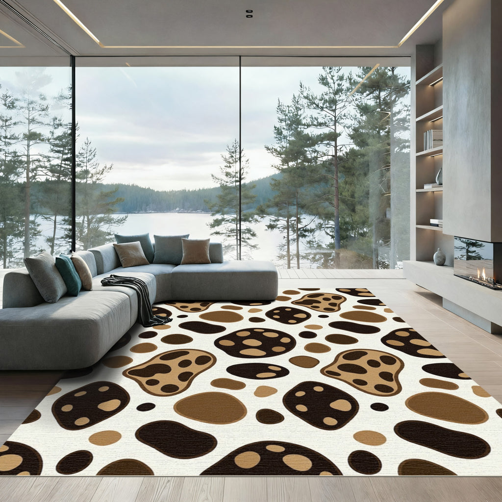 Brown Spotted Organic Shape Rug