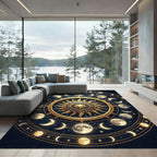 Celestial Gold and Navy Moon Phase Rug