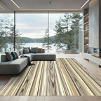 Neutral Earthy Toned Linear Woodgrain Rug