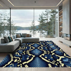Bold Blue Reptile Scale Hexagon Rug