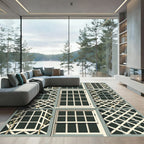 Sage Green Lattice Trellis Square Grid Rug