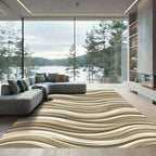 Neutral Earthy Tone Wavy Stripe Rug