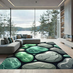 Emerald Pebbles Abstract Composition Rug