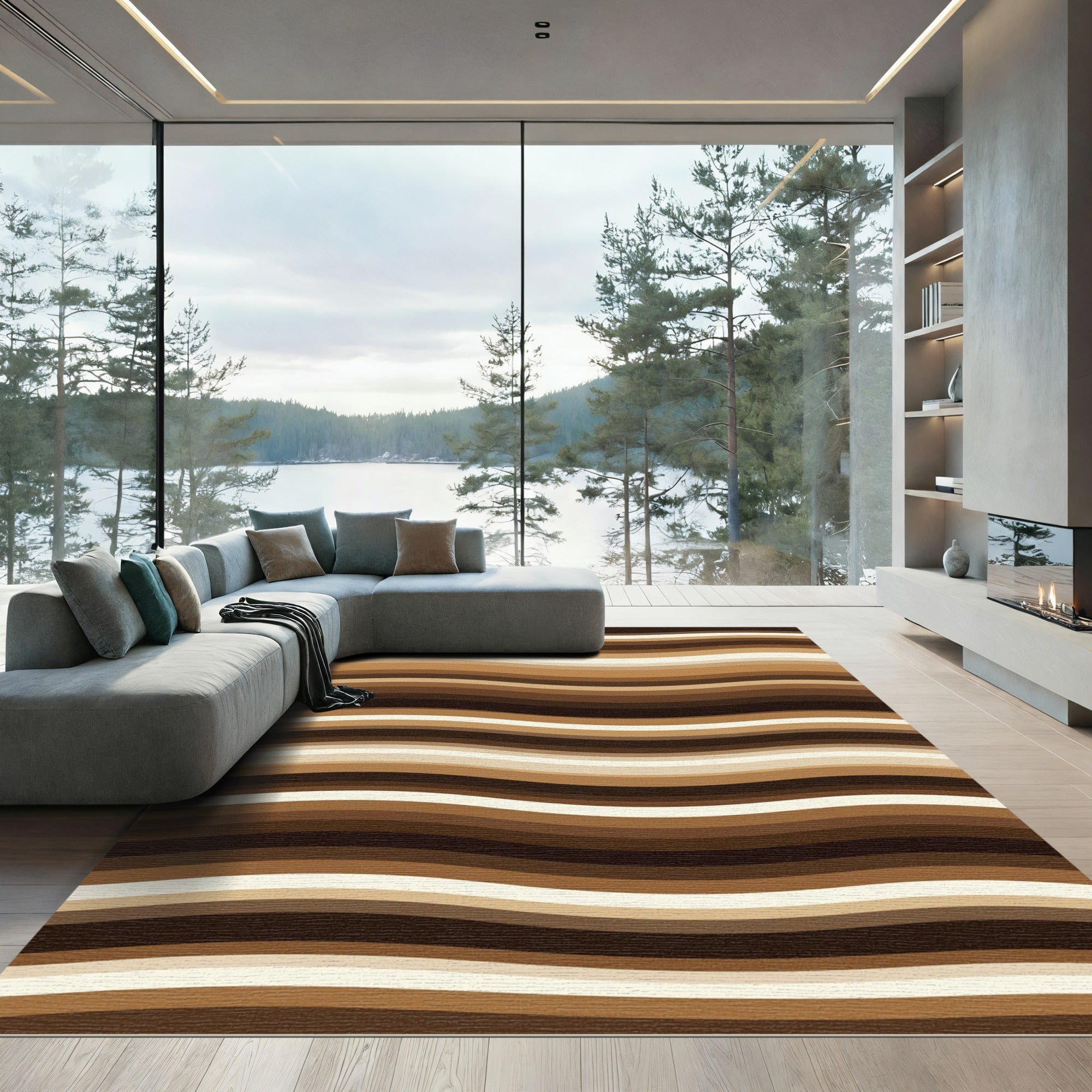 Earthy Tones Wavy Stripe Rug