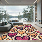 Joyful Hearts With Grinning Faces Rug