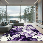 Dark Plum Abstract Ink Splatter Rug