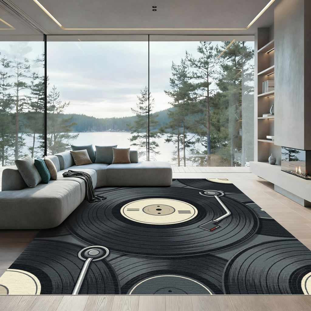 Retro Vinyl Record Musical Composition Rug