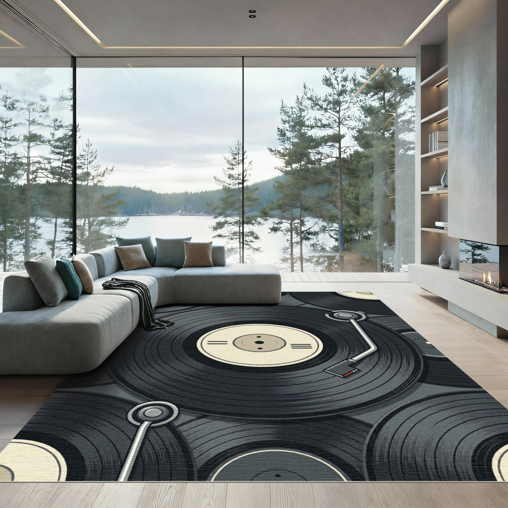 Retro Vinyl Record Musical Composition Rug