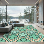 Sage Shamrock Four Leaf Clover Lattice Rug