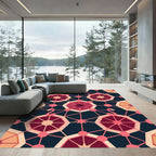 Pink Flamingo Geometric Octagon Pattern Rug