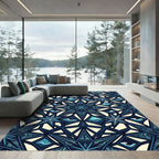 Geometric Nautical Star And Ocean Wave Rug