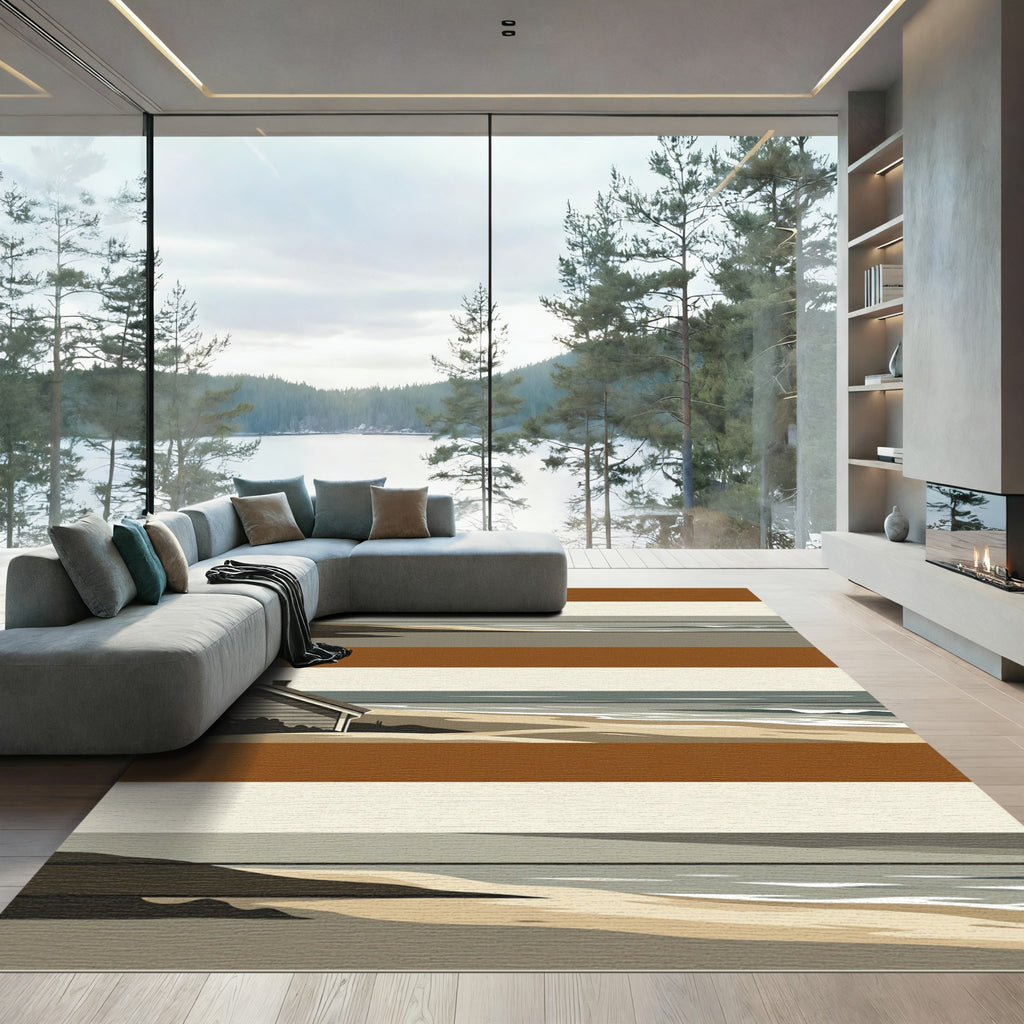 Coastal Striped Beach House Rug
