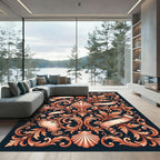 Ornate Copper Shell Baroque Scroll Rug