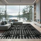 Black Star Houndstooth Composition Rug