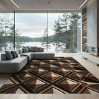 Geometric Wood Tone Pyramid Diamond Rug