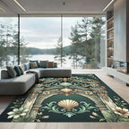 Ornate Teal Shell Floral Arch Rug