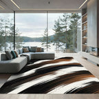 Modern Black and Brown Brush Stroke Rug