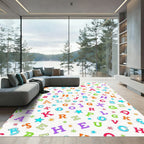 Colorful Alphabet Scattered Stars Rug