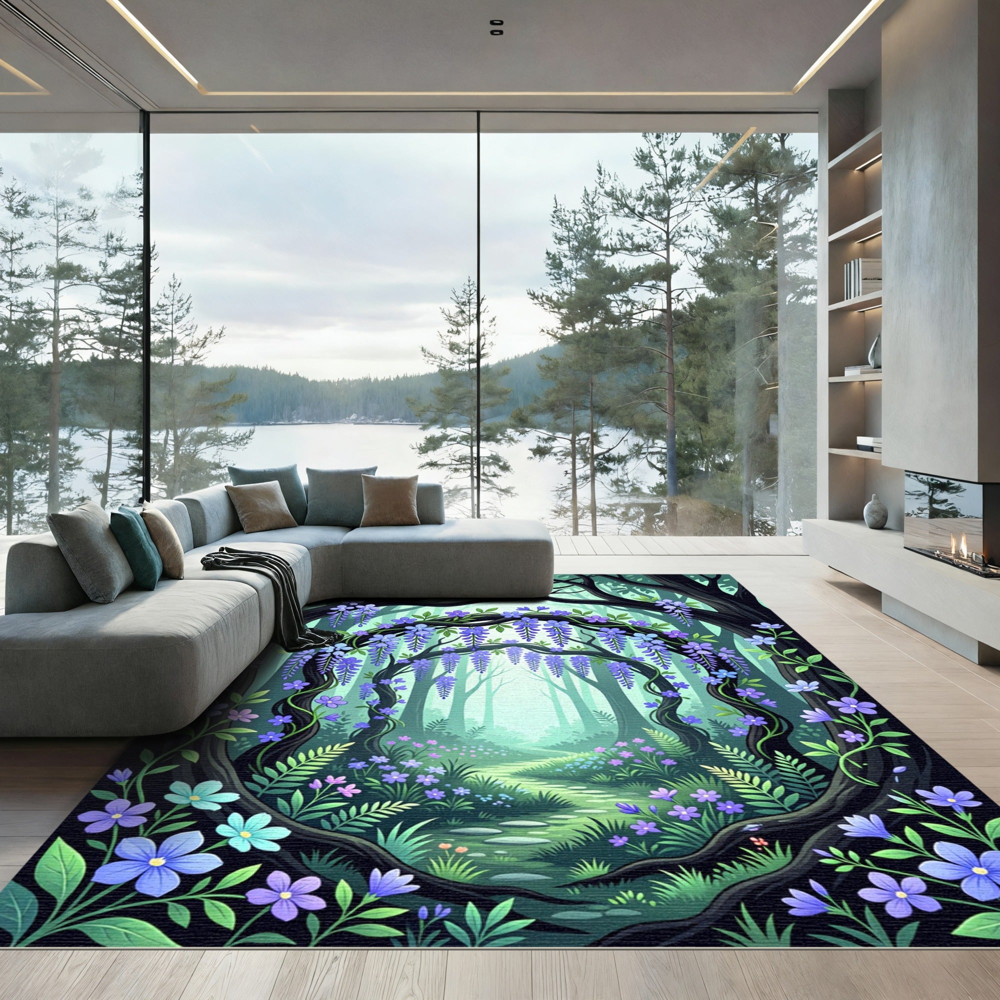 Enchanted Wisteria Forest Pathway Rug