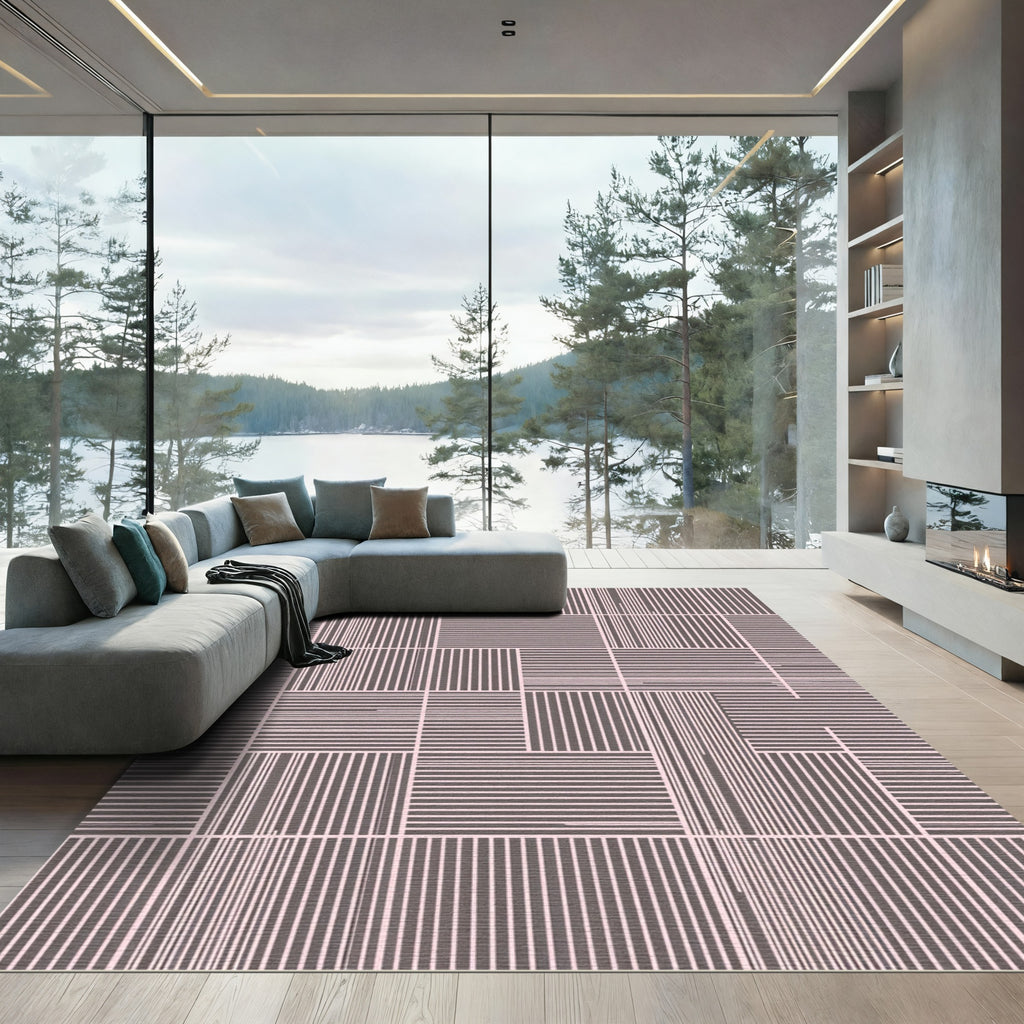 Minimalist Blush Stripe Composition Rug