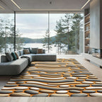 Earthy Organic Pebble Wave Rug