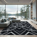 Metallic Interlocking Chain Geometric Slate Rug