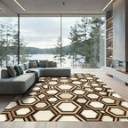 Tapestry Hexagon Interlocking Tan Rug