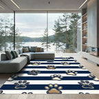 Navy Blue Striped Golden Paw Rug