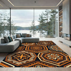 Geometric Amber Hexagon Cross Tile Rug