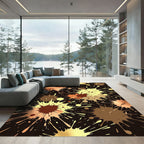 Metallic Bronze and Gold Ink Splash Rug
