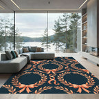 Golden Laurel Bow wreaths Rug