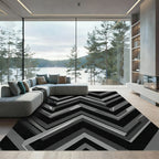 Modern Gray Monochrome Chevron Rug
