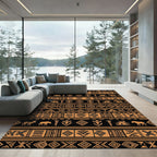 Earthy Black Terracotta Tribal Ornament Rug