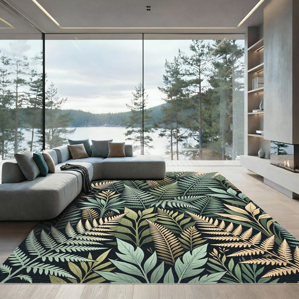 Verdant Fern Frond Garden Lush Rug