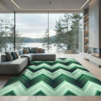 Emerald Green Chevron Scroll Rug