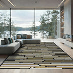 Modern Black And Gold Horizontal Lines Rug