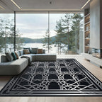 Elegant Silver Arched Lattice Frame Rug