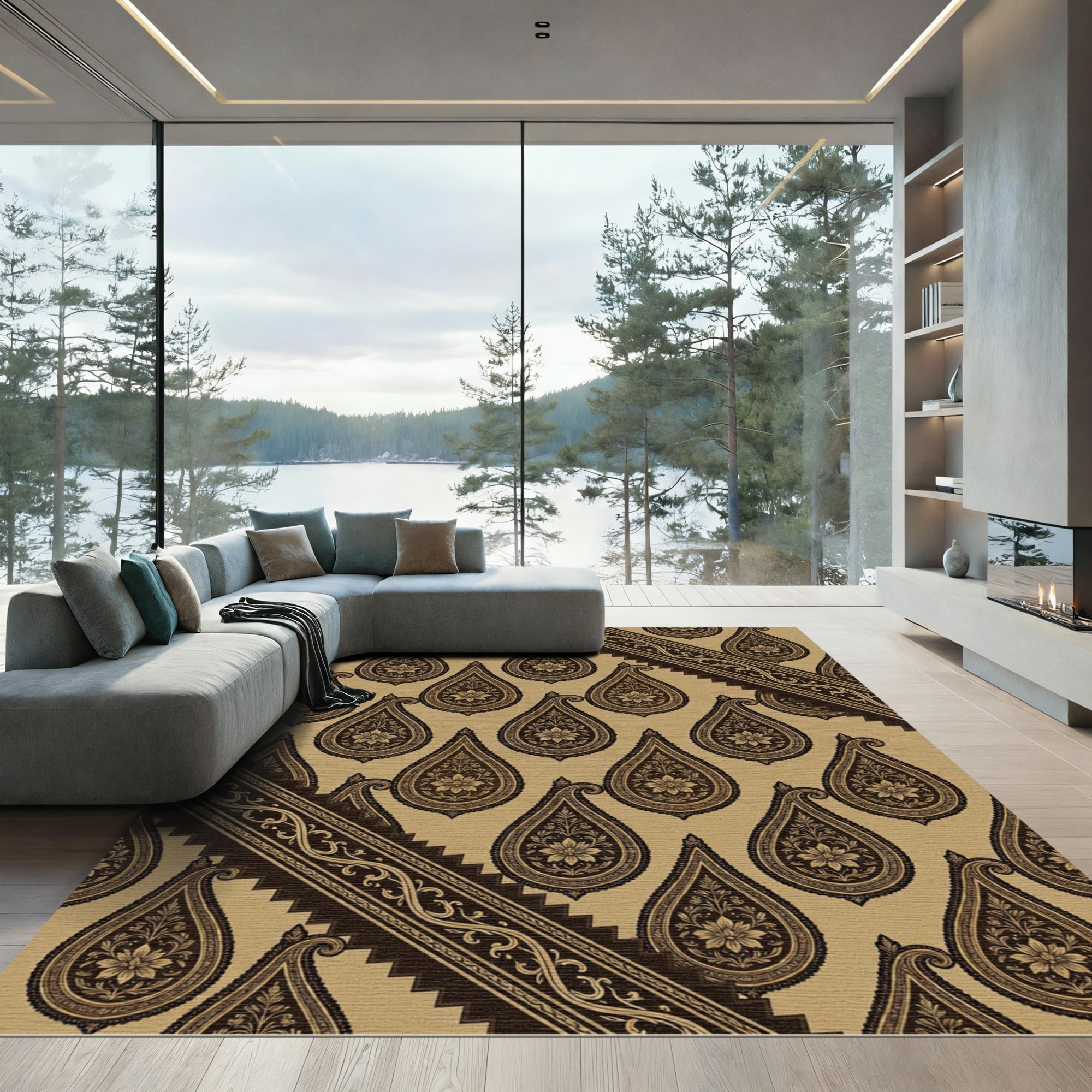 Brown Floral Paisley Medallion Rug
