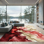 Crimson Wave Flow Abstract Rug