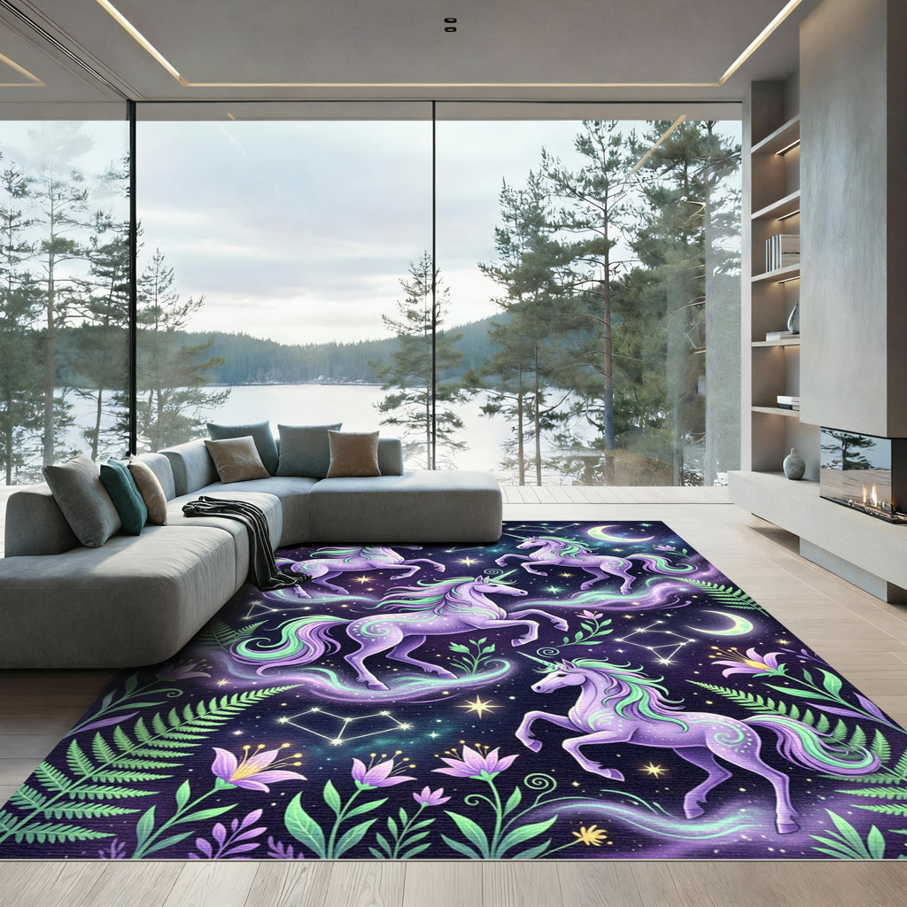 Celestial Unicorn Starry Night Tapestry Rug