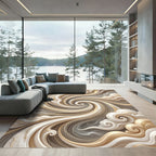 Swirling Marble Gold Cloud Abstract Rug