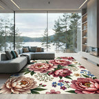 Romantic Blush Peony Botanical Garden Rug