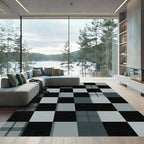 Monochrome Plaid Checkered Geometric Area Rug