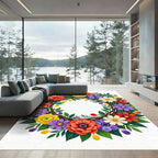 Vibrant Floral Wreath Garden Rug
