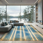 Aged Blue Sky Stripes Rug