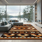 Earthy Orange Geometric Navajo Rug