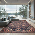 Blush and Charcoal Ornate Mandala Rug