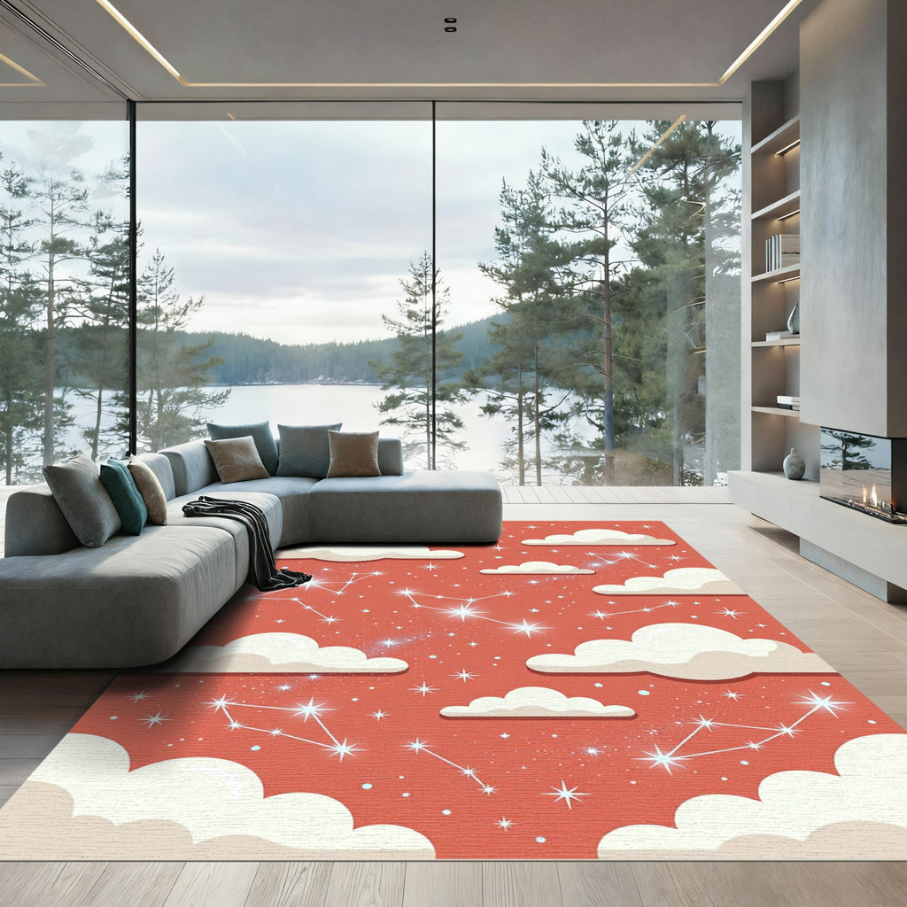 Terracotta Celestial Constellation Starry Sky Rug